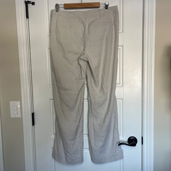 J. Jill Wide Leg Pants Women's Size 12 Stretch Khaki Linen Rayon Blend FLAW - Picture 3 of 15